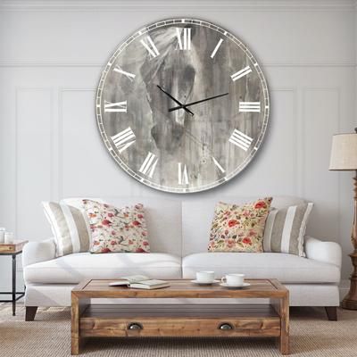 Farmhouse Horse Farmhouse Wall Clock by Designart in Grey