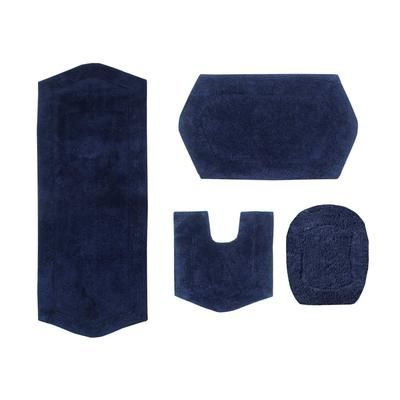 Waterford 4-Pc. Set Bath Rug Collection With Lid Cover by Home Weavers Inc in Navy