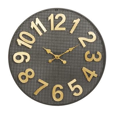 Juniper + Ivory 32 In. x 32 In. Industrial Wall Clock Black Metal - 54661