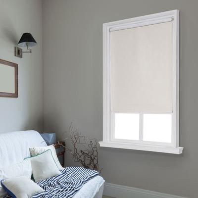 Wide Width Cut-to-Width Spring Vinyl Roller Shade by Whole Space Industries in Ivory (Size 55" W 64" L)