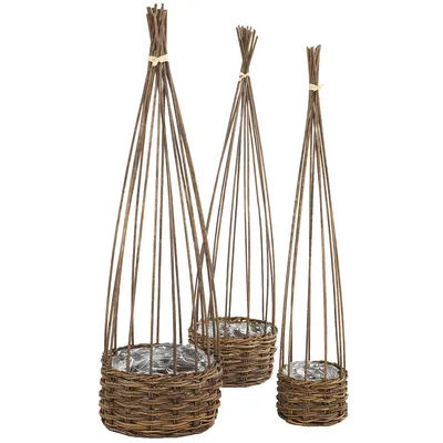 Lot et de cache-pots en osier, 60 cm, 63 cm et 66 cm, 3 pièces