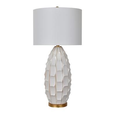 "Cambridge Table Lamp35"Ht. Ceramic White Washed Ceramic & Gold Leaf - Crestview Collection CVAP2051"