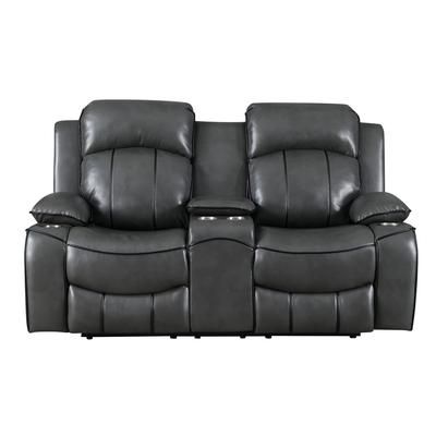 Grey Power Reclining Loveseat - Global Furniture USA U3120-DTP672-7 GREY W/DTP672-14 BLK WELTS-PCRLS