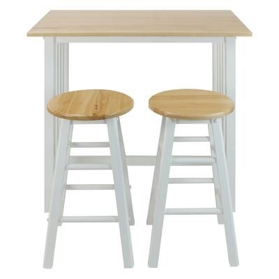 3pcs Breakfast Set made with Solid Wood-White by Casual Home in Natural