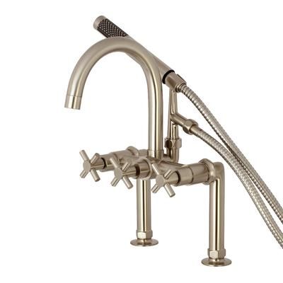 Aqua Vintage AE8108DX Concord 7-Inch Deck Mount Clawfoot Tub Faucet, Brushed Nickel - Kingston Brass AE8108DX