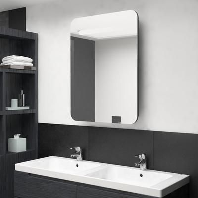 vidaXL Armadietto Bagno con Specchio e LED Antracite 60x11x80 cm