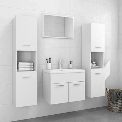 vidaXL Set Mobili da Bagno Bianco in Truciolato