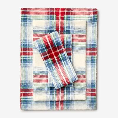 BH Studio 4-Pc. Microfleece Sheet Set by BH Studio in Plaid Multi (Size KING)