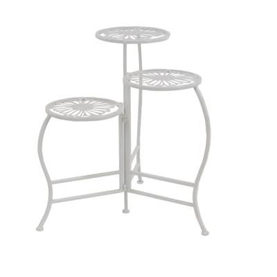 Set Of 3 White Metal Traditional Plantstand by Quinn Living in White