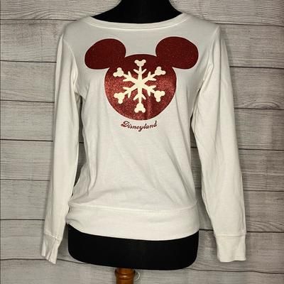 Disney Sweaters | Disney Park’s Christmas Mickey Sweater Women’s Size Xs | Color: Red/White | Size: Xs