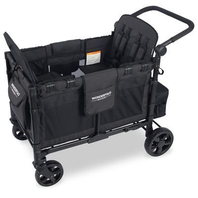 WonderFold W4 Elite Multifunctional Quad (4 Seater) Stroller Wagon - Volcanic Black