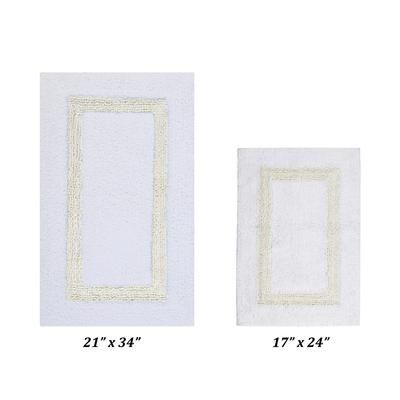 Hotel Collectionis Bath Mat Rug 2 Piece Set (17" x 24" | 21" x 34") by Better Trends in White Ivory