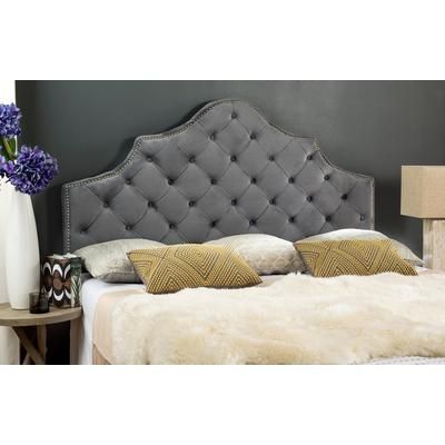 AREBELLE PEWTER VELVET TUFTED HEADBOARD SILVER NAIL HEAD (FULL) - Safavieh MCR4035G-F