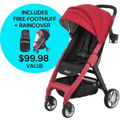 Larktale Chit Chat Compact Stroller Winter Bundle - Barossa Red / Black
