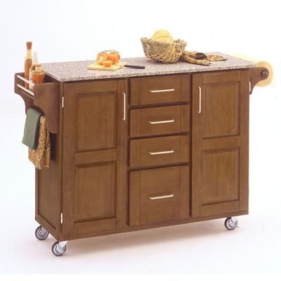 Large Cottage Oak Finish Create a Cart with Salt & Pepper Granite Top by Homestyles in Oak Salt Water Dive Pepper