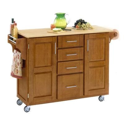 Large Cottage Oak Finish Create a Cart with Wood Top by Homestyles in Oak Wood