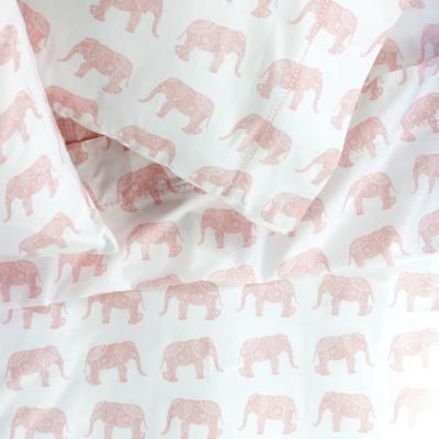 Elephant Cotton Sheet Set by Melange Home in Pink (Size CALKNG)