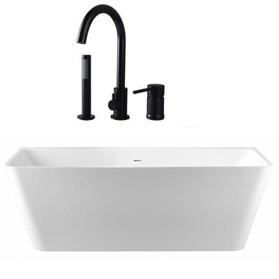 Randolph Morris Axton 59 Inch Acrylic Double Ended Freestanding Bathtub and Faucet Package RMBP39-59-MBF