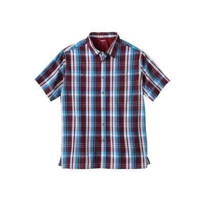Men's Big & Tall Short-Sleeve Plaid Sport Shirt by KingSize in Deep Burgundy Plaid (Size 2XL)
