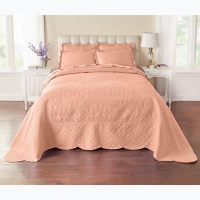 Lily Damask Bedspread by BrylaneHome in Light Coral (Size TWIN)