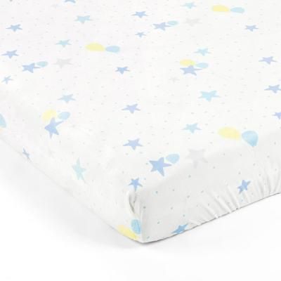 Elephant Balloon Stars Soft & Plush Fitted Crib Sheet Gray/Blue Single 28X52X9 - Lush Decor 21T010428