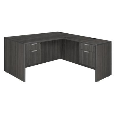 "Legacy 60" Double Pedestal L-Desk with 35" Return- Ash Grey - Regency LLD6030AG"