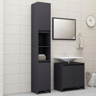 vidaXL Set Mobili da Bagno 3 pz Grigio in Truciolato