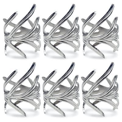 Antique Silver Branch Napkin Ring, Set of 6 by DII in Silver