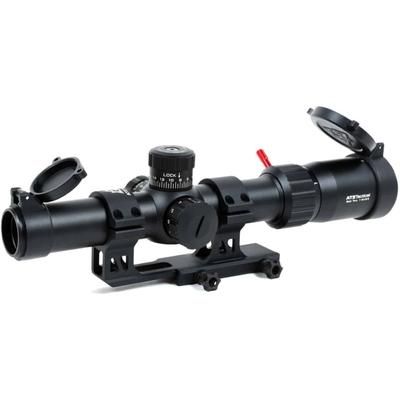 AT3 Tactical Red Tail LPVO 1-6x24 LPVO Rifle Scope with Mount 30mm SFP Black Illuminated BDC Reticle MOA with 30mm Cantilever Mount and Throw Lever