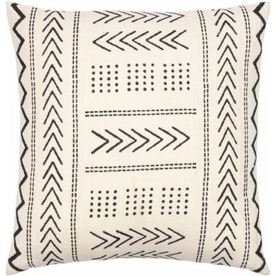 Provost 18" Square Pillow Moroccan Plush Cotton Black/Cream Lumbar Pillow - Boutique Rugs