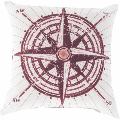 Manuangan 18" Square Coastal Pillow plush Dusty Coral/Ivory/Red Outdoor Throw Pillow - Boutique Rugs