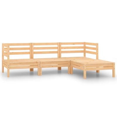 vidaXL Set Divani da Giardino 4 pz in Legno Massello di Pino