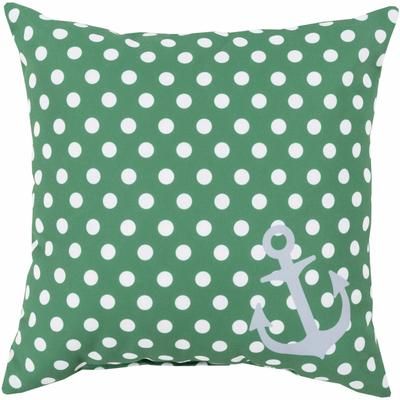 Moone 20" Square Coastal Pillow plush Emerald/Medium Gray/Off White/Light Green Outdoor Throw Pillow - Boutique Rugs