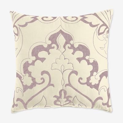 Amelia Square Pillow by BrylaneHome in Ivory Lavender