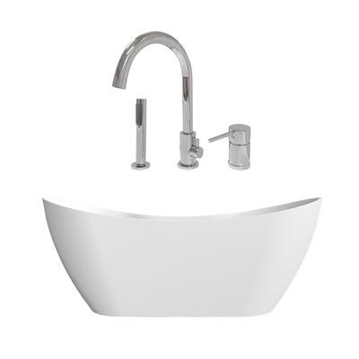 Randolph Morris Maxwell 71 Inch Acrylic Double Slipper Freestanding Tub and Faucet Package RMD76-CPF