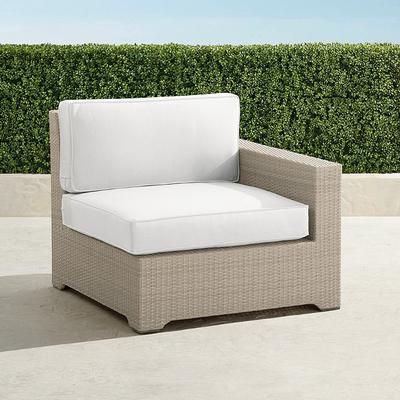 Palermo Modular Seating Collection in Dove Wicker - Right-facing Chair, Standard, Dove with Canvas Piping - Frontgate