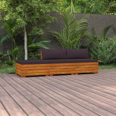 vidaXL Set Divani da Giardino 3 pz con Cuscini in Massello di Acacia