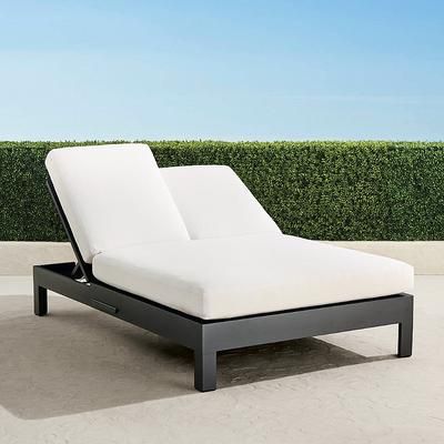 St. Kitts Double Chaise with Cushions in Matte Black Aluminum - Standard, Gingko - Frontgate