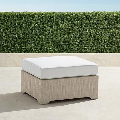 Palermo Ottoman in Dove Wicker - Standard, Resort Stripe Indigo - Frontgate