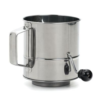 Crank Style Stainless Steel 3 Cup Flour Sifter by RSVP International in Gray