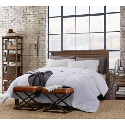 Chevron Stitch Down Alternative Comforter, White by St. James Home in White (Size FL/QUE)