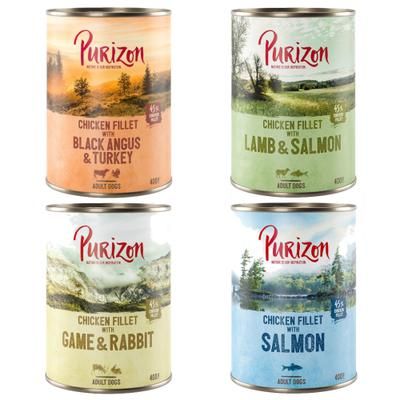 Purizon Original Adult 24 x 400 g - Mix (8 x Black-Angus & Tacchino, 8 x Agnello & Salmone, 4 x Salmone, 4 x Selvaggina & Coniglio)
