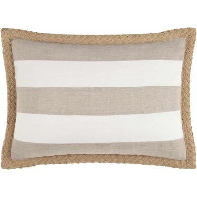 Kuri 13"L x 20"W Cottage Pillow plush stripe Cream/Light Beige/Tan/Peach Lumbar Pillow - Boutique Rugs