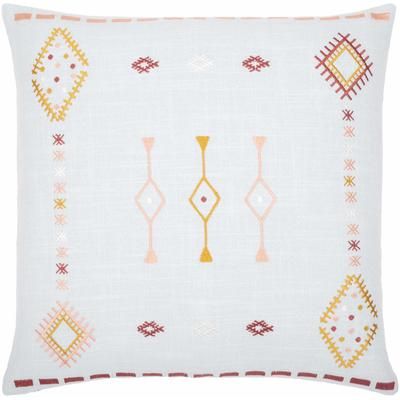 Zada 22" Square Pillow Moroccan Plush Cotton Burgundy/Dusty Pink/Mustard/Pale Blue/White Throw Pillow - Boutique Rugs