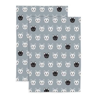 Pet Animal Designer Print Kitchen Dish Towel, Set 2 by Mu Kitchen in Gray