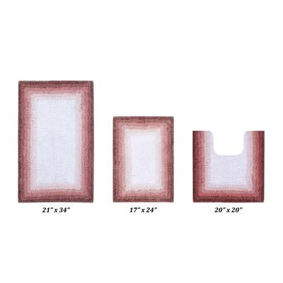 Torrent Border Bath Rug Mat, 3 Piece Set, (17" X 24" | 20" X 20" | 21" X 34") by Better Trends in Rose