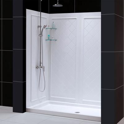 Dreamline DreamLine 34 inch D x 60 inch W x 76 3/4 inch H Center Drain Shower Base and QWALL-5 Wall Kit In White DL-6191C-01