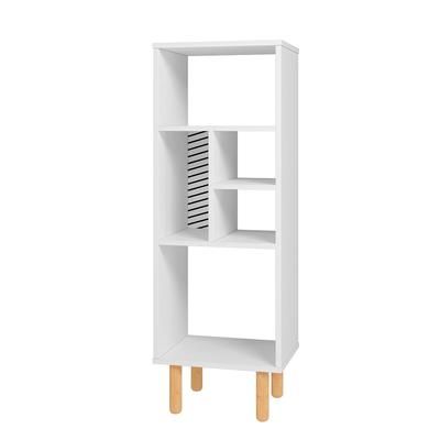 Essex 42.51 Bookcase with 5 Shelves in White and Zebra - Manhattan Comfort 411AMC176