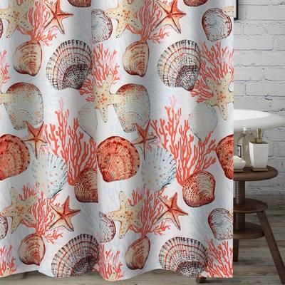 Beach Days Shower Curtain by Barefoot Bungalow in Coral