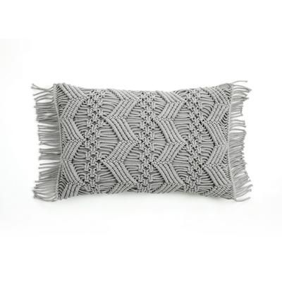 Studio Chevron Macrame Decorative Pillow Cover Gray Single 13X20+3 - Lush Decor 21T011797